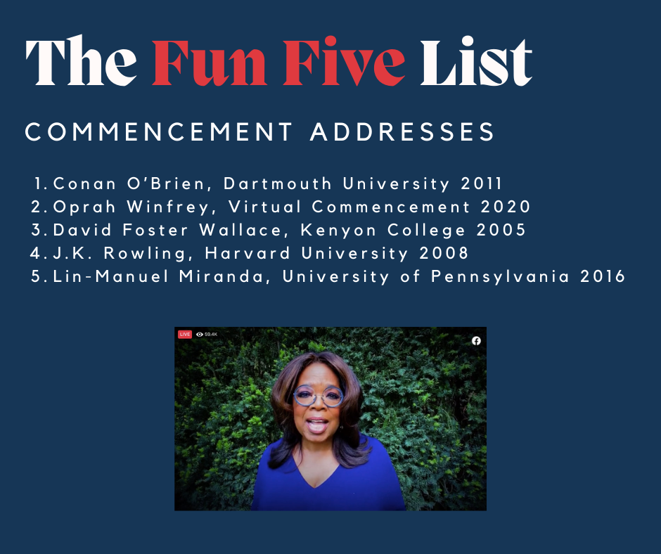 The Fun Five List: Commencement Addresses